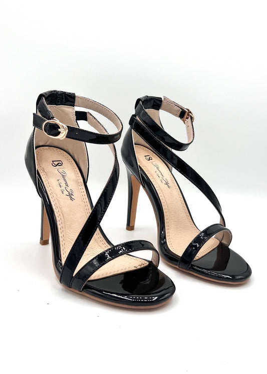 Crossover Ankle Strap Heel - Onyx