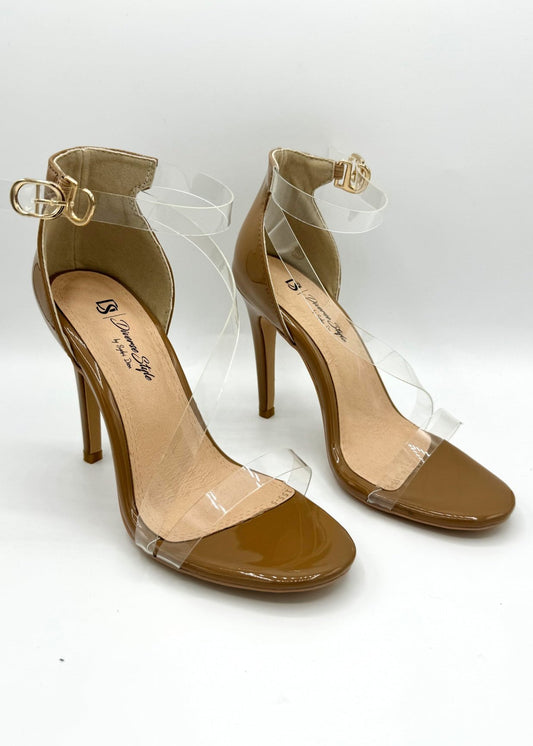 Crossover Strap Heel Lucite - Oatmeal