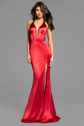 Jovani Satin V-Neck Corset Gown D5032