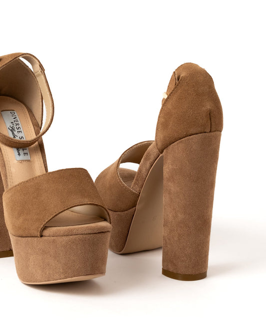 Suede Platform Chunky Heel - Oatmeal