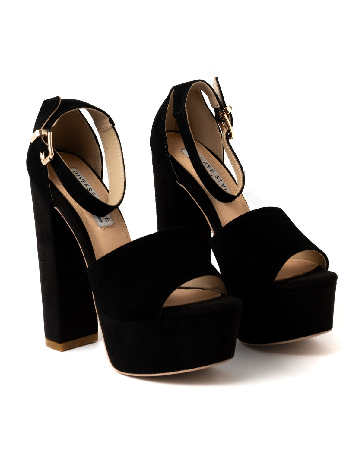 Suede Platform Chunky Heel - Onyx