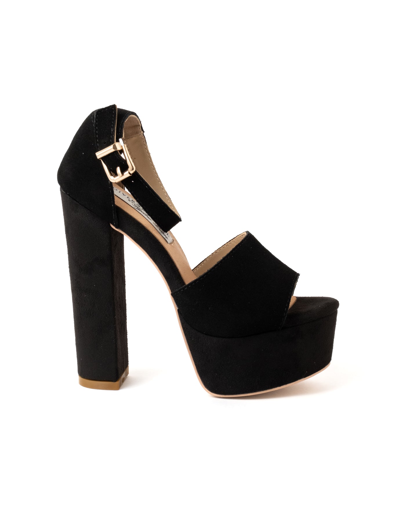 Suede Platform Chunky Heel - Onyx