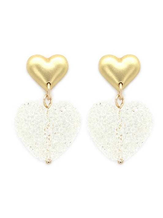 Crystalized Heart Drop Earrings