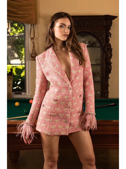 Pink Tweed Blazer Dress