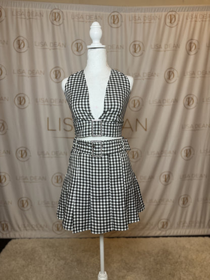 Black & White Checkered Buckle Set