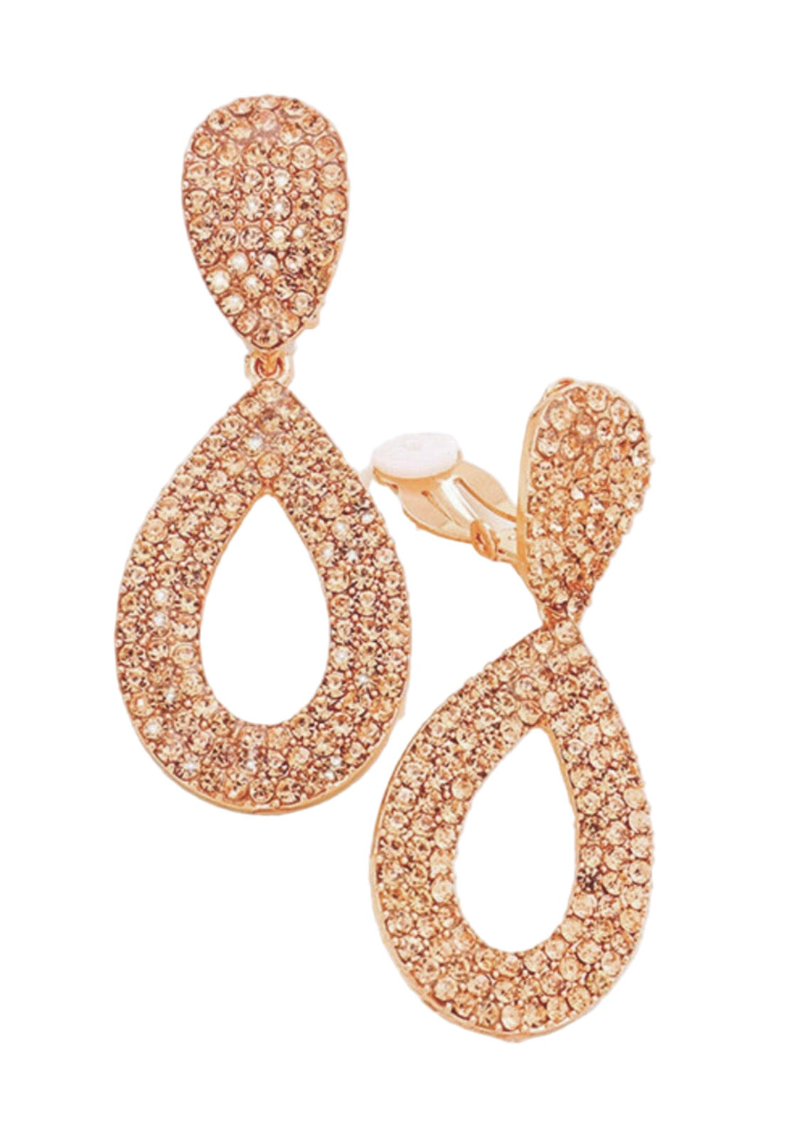Open Teardrop Peach Clip-on Earrings