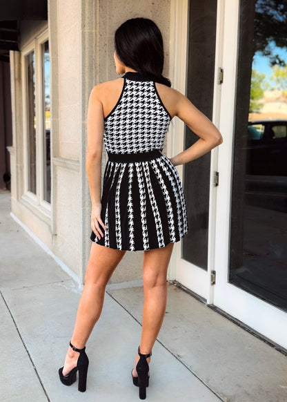 Daphne Houndstooth Knit Mini