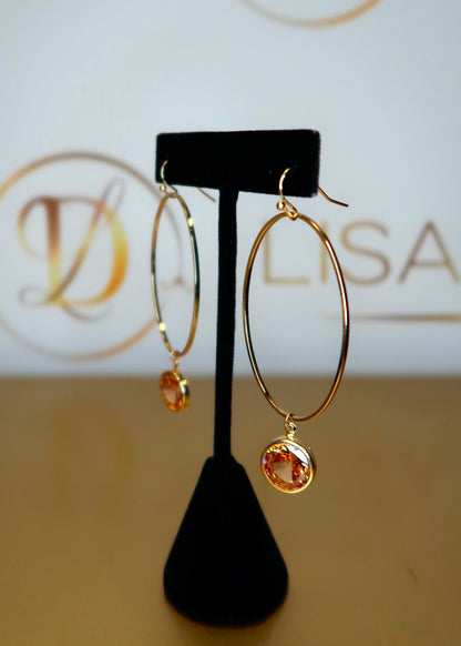 Gold Amber Oval Earrings