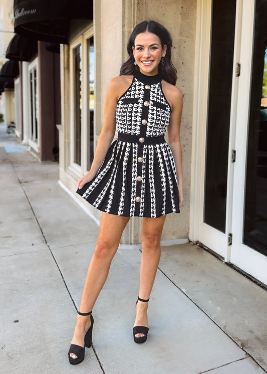 Daphne Houndstooth Knit Mini