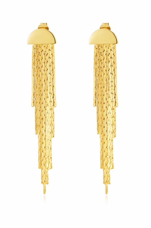 Gold Plated Semicircle Tassel Earrings