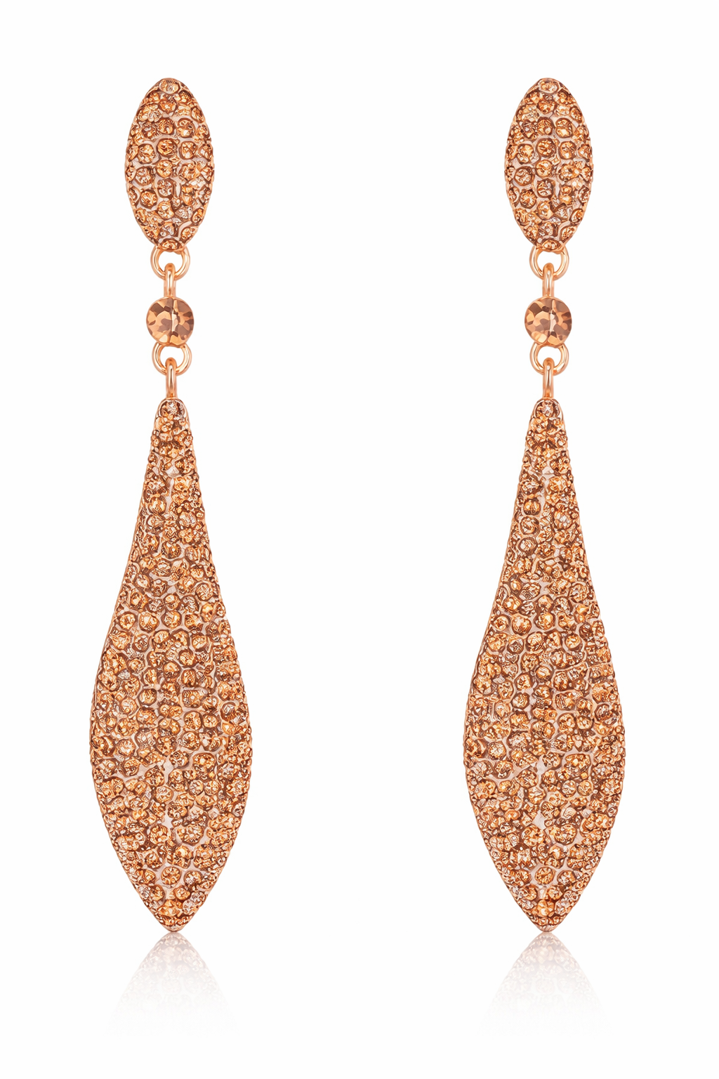 Peach Gold Pave Waterdrop Earrings