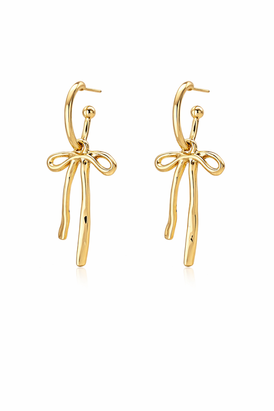 Bow Charm Petite Hoops