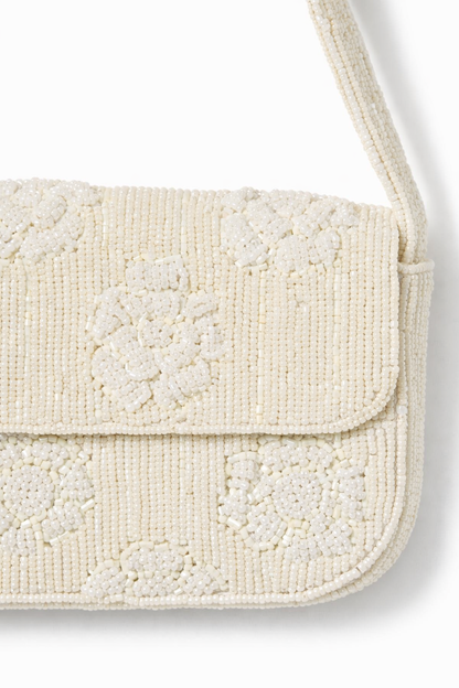 Ivory Rose Seed Bead Purse