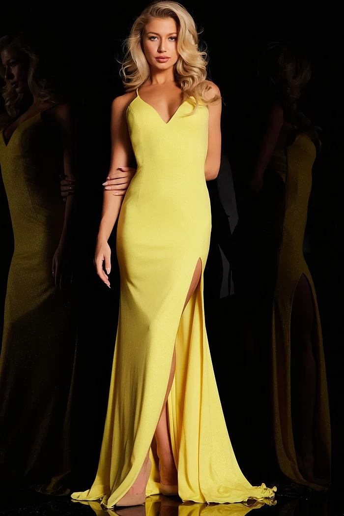 Jovani Open Back Glitter Prom Dress 08153