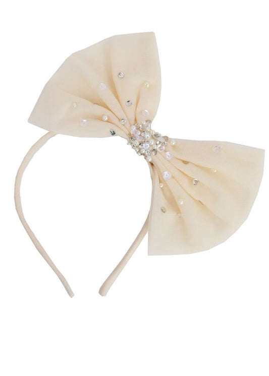 Ivory Tulle Bow Headband