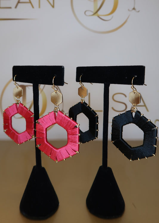 Threaded Hexagon Earrings