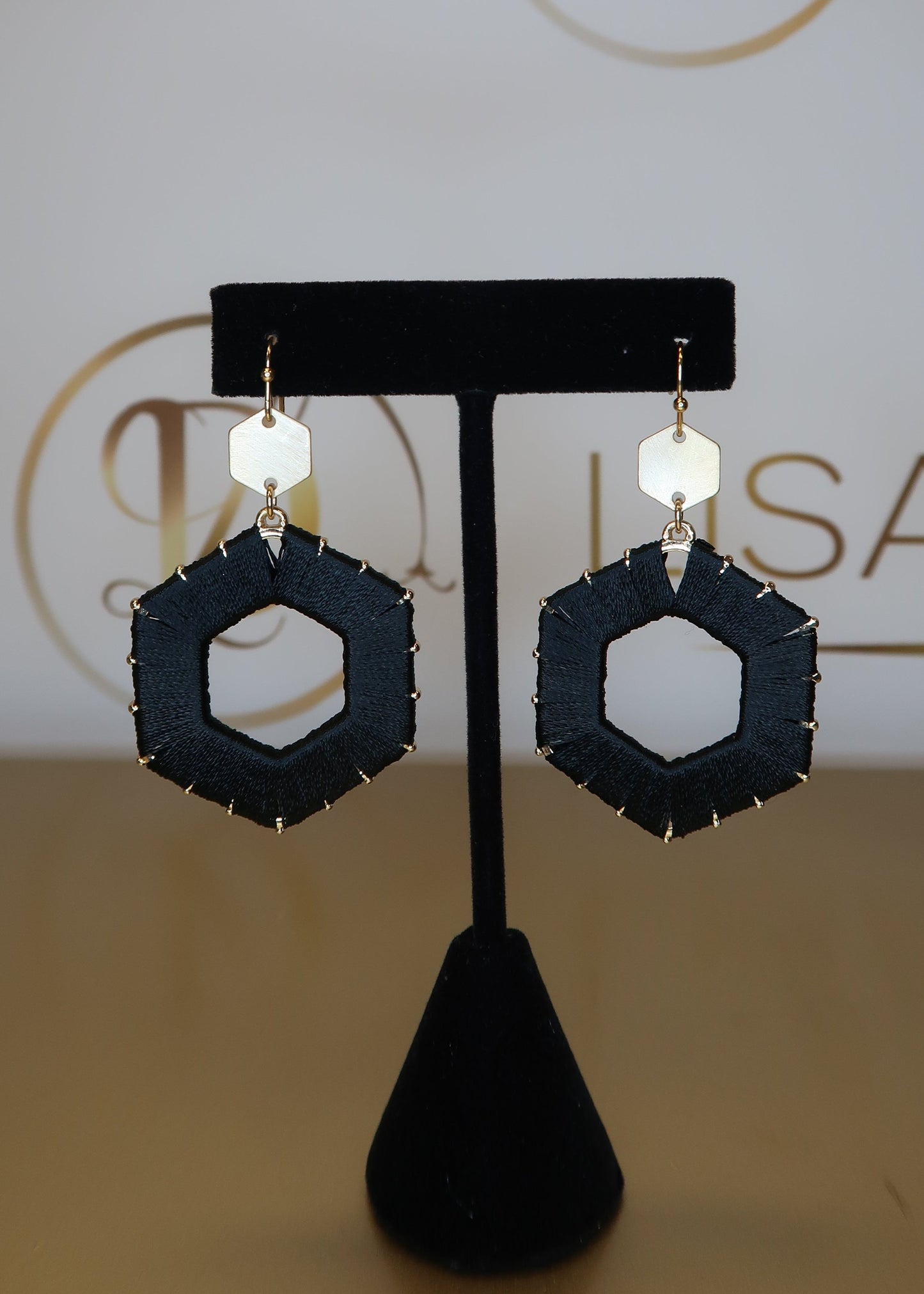 Threaded Hexagon Earrings