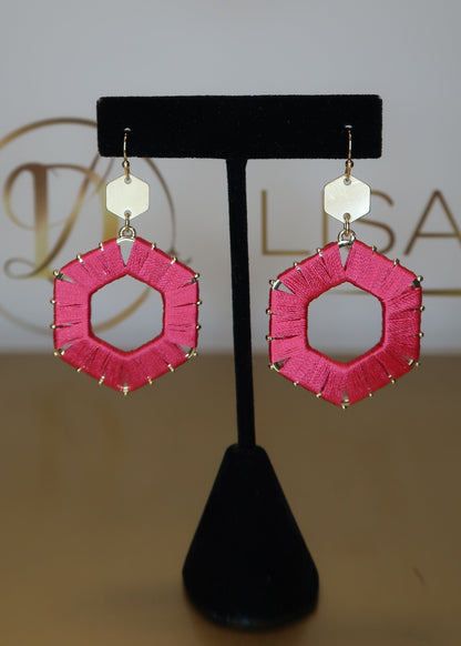 Threaded Hexagon Earrings