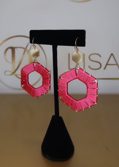 Threaded Hexagon Earrings