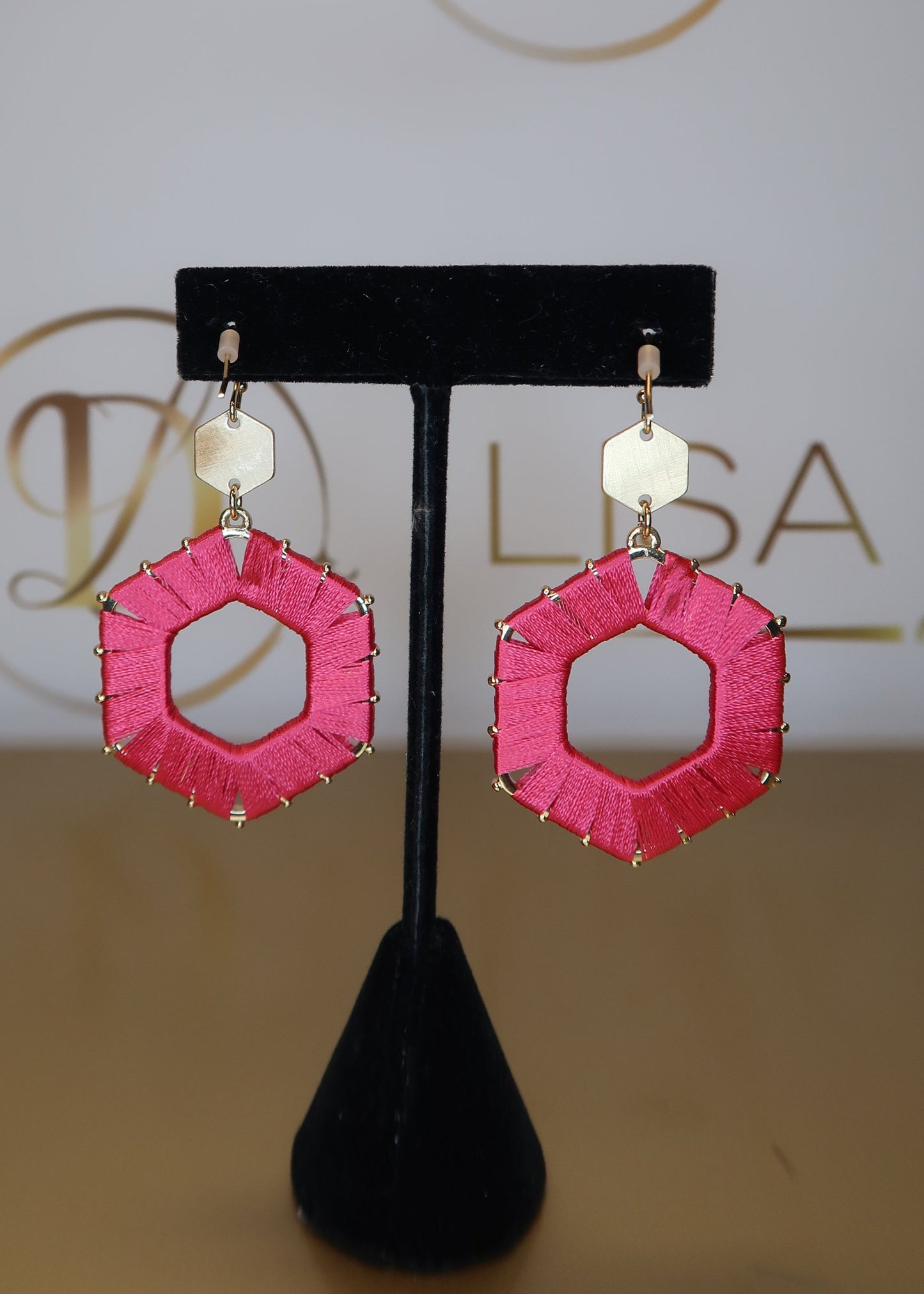 Threaded Hexagon Earrings