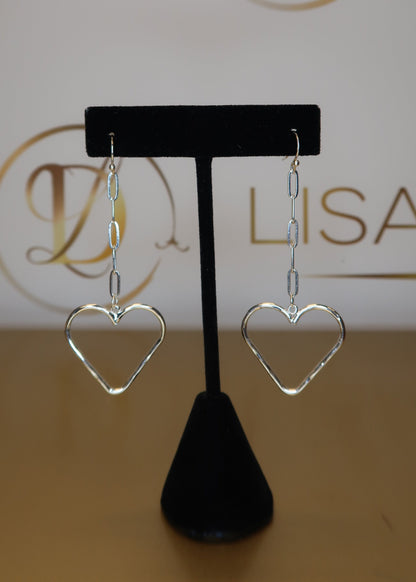 Silver Paperclip Heart Earrings