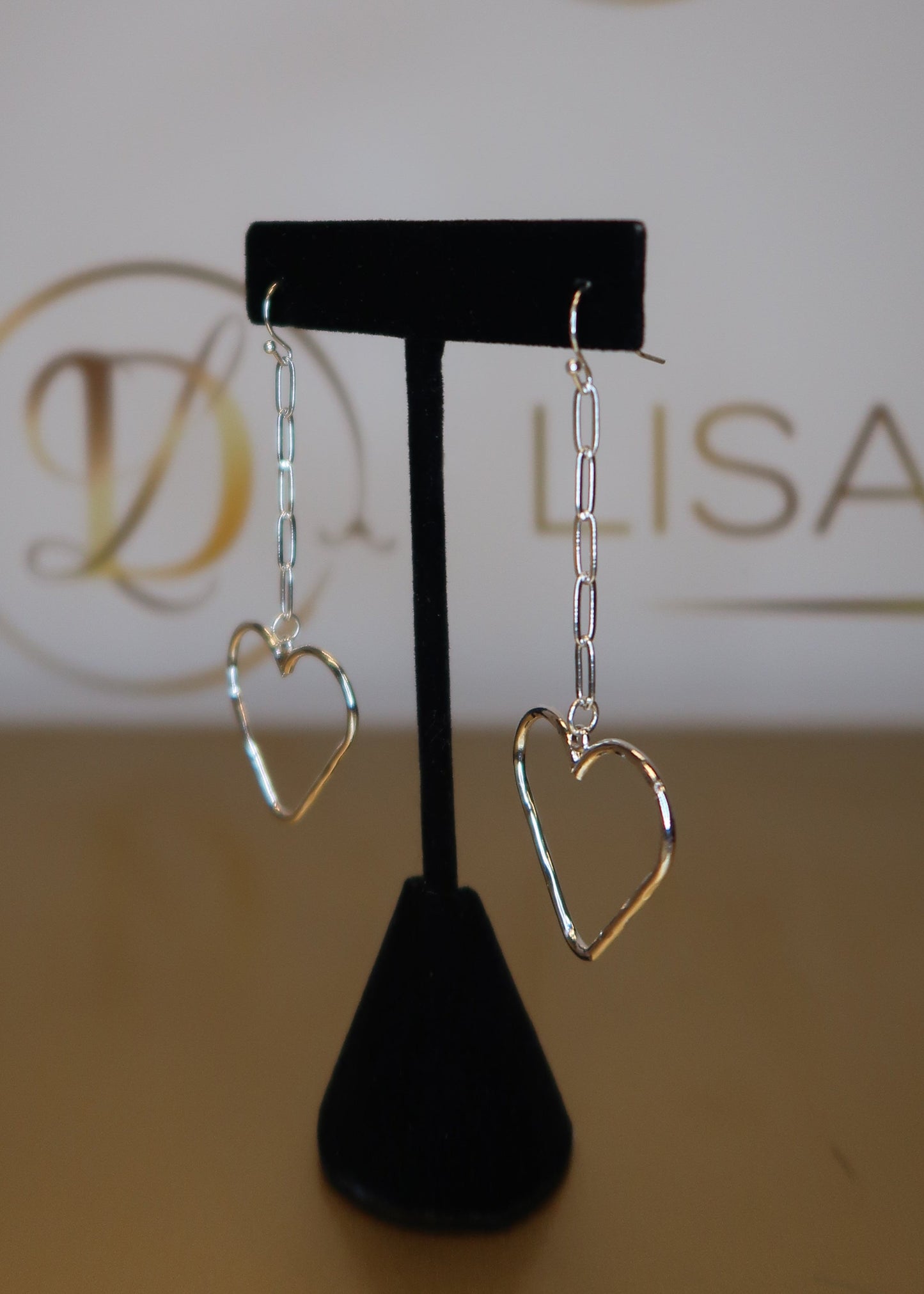 Silver Paperclip Heart Earrings