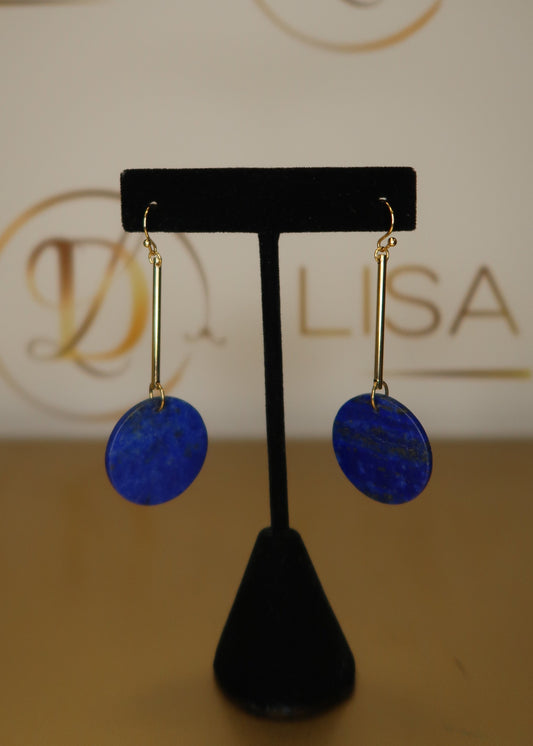 Lapis & Gold Disc Earrings