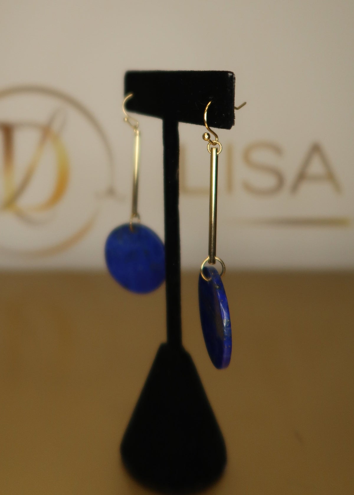 Lapis & Gold Disc Earrings