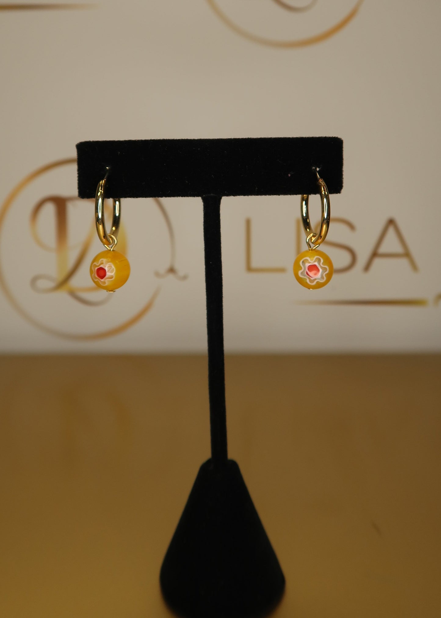 Gold Charm Hoops