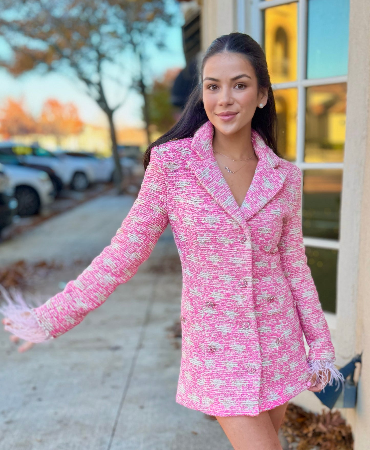 Pink Tweed Blazer Dress