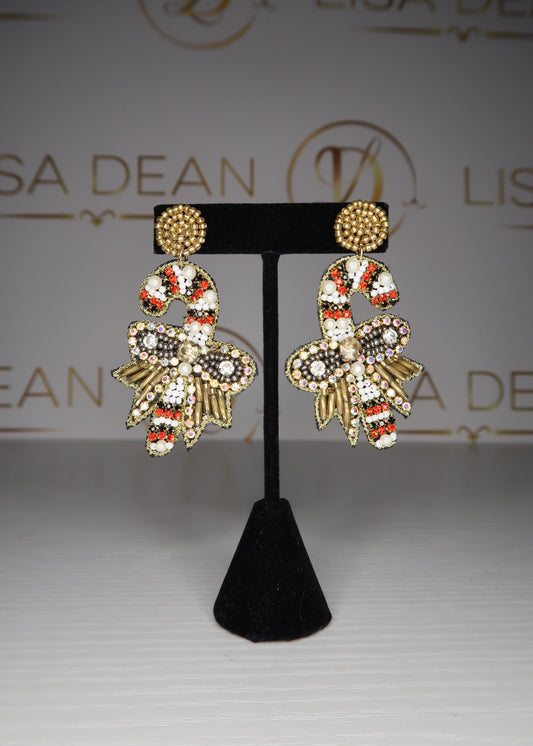 Gold Candy Cane Earrings