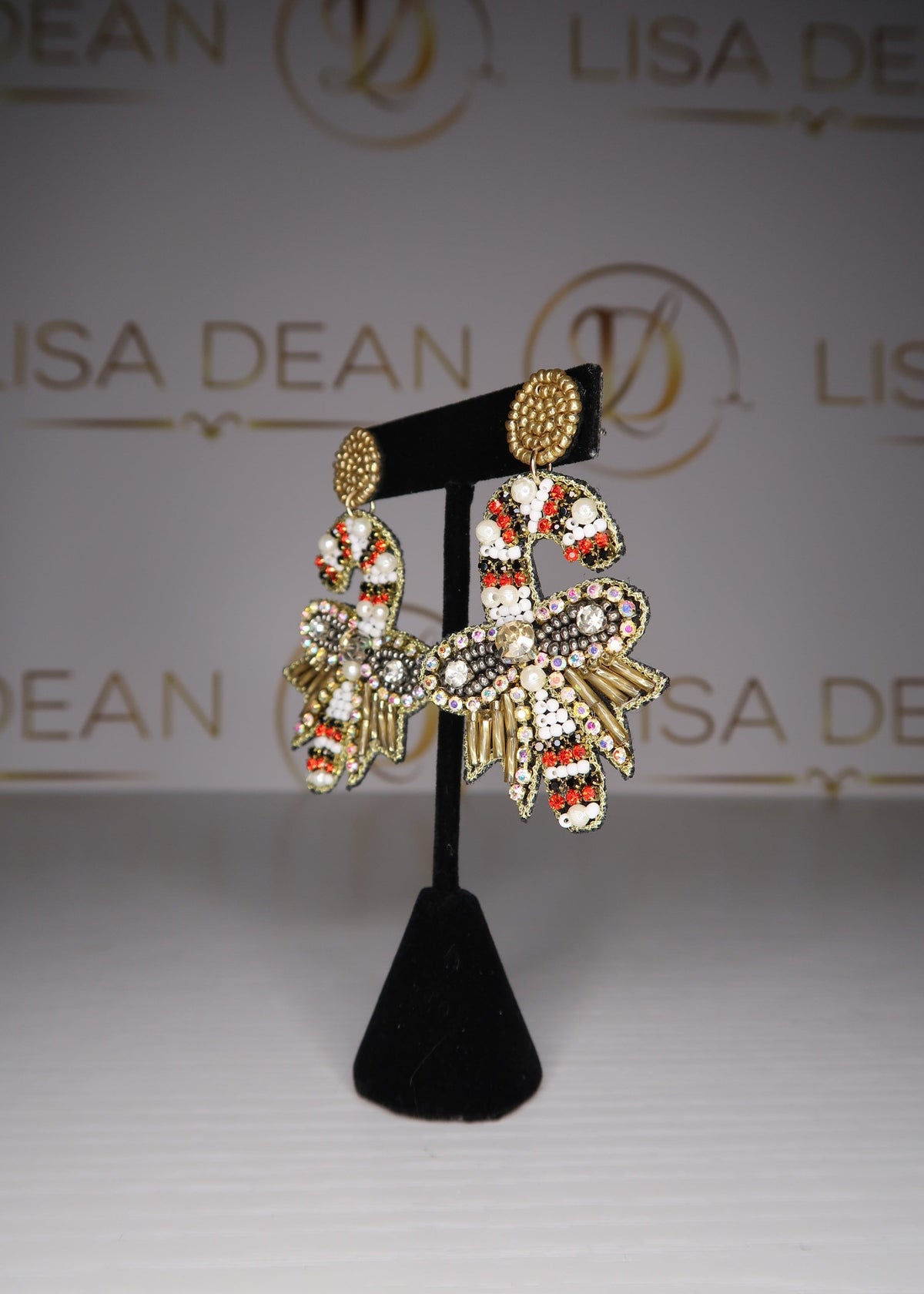 Gold Candy Cane Earrings