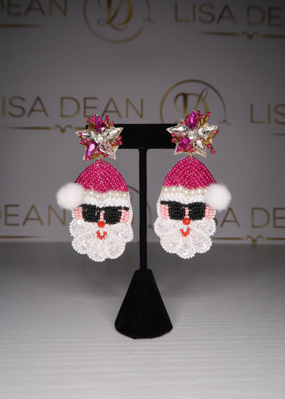 Pink Santa Earrings