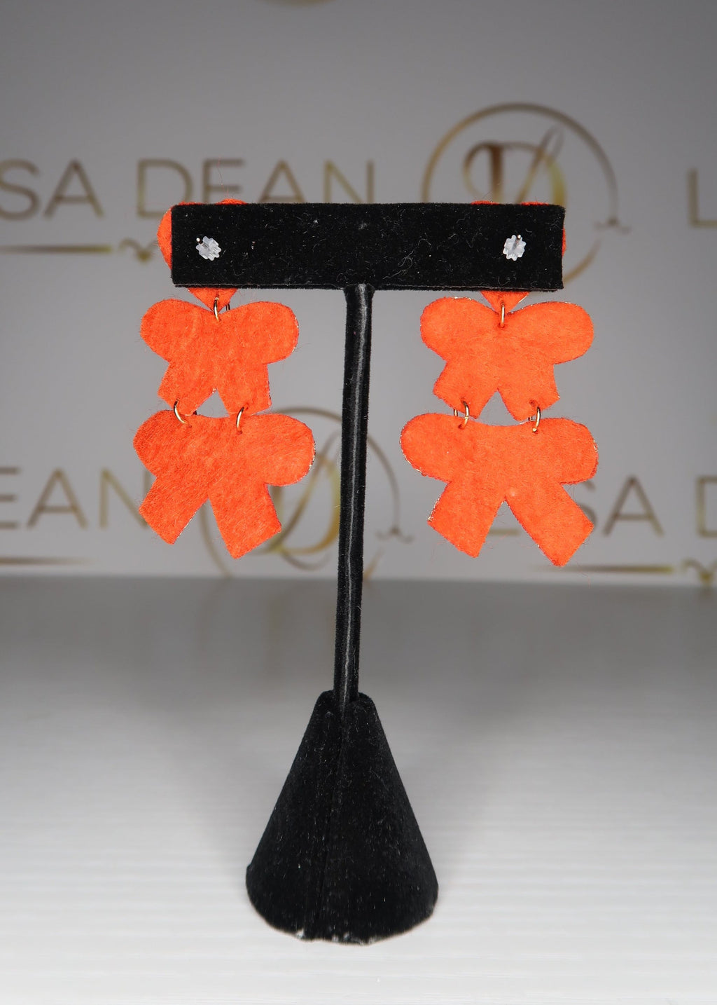 Beaded Heart Bow Earrings
