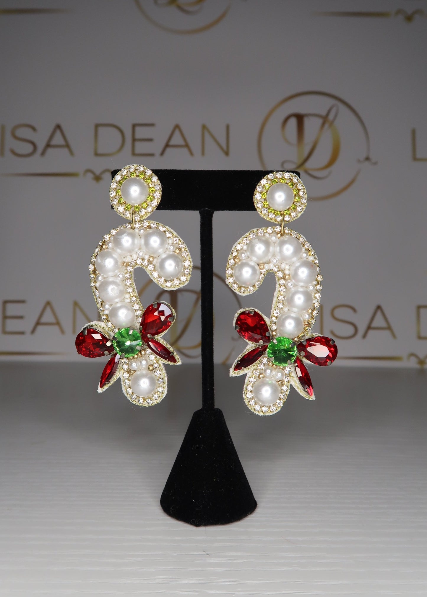 Pearl Candy Cane Earrings