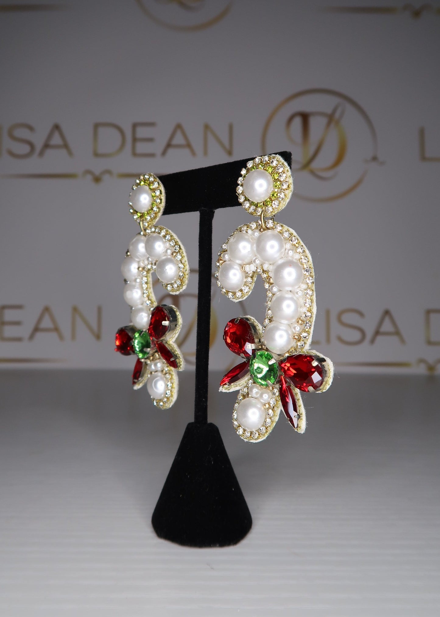 Pearl Candy Cane Earrings