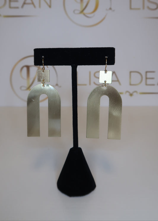 Brushed Gold Arch Drop Earrings