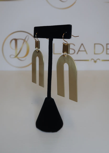 Brushed Gold Arch Drop Earrings