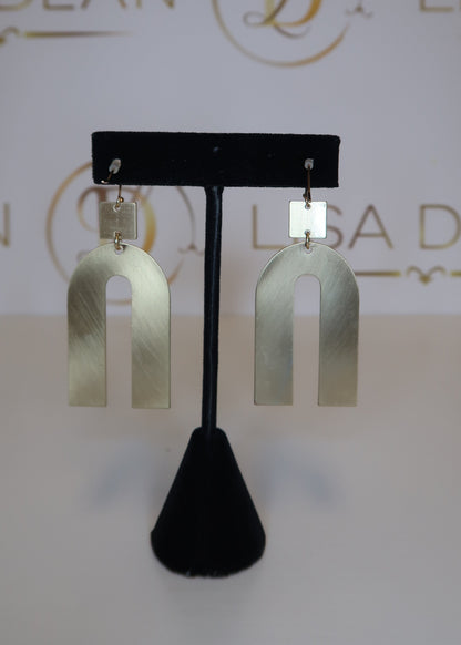 Brushed Gold Arch Drop Earrings