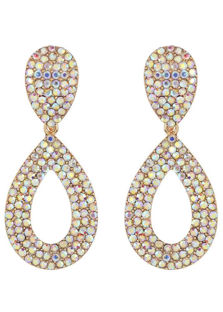 Open Teardrop Iridescent AB Clip-on Earrings