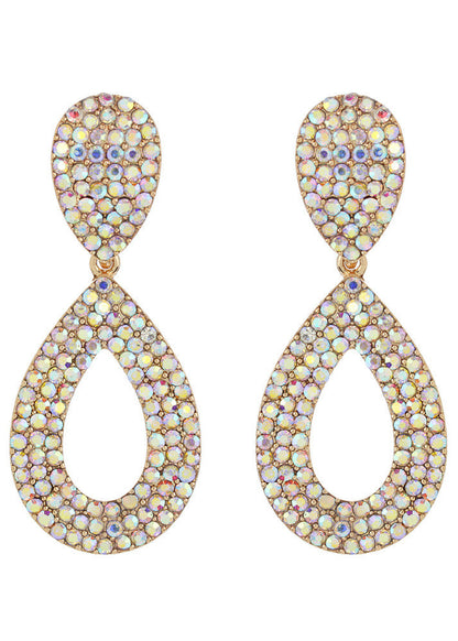 Open Teardrop Iridescent AB Clip-on Earrings