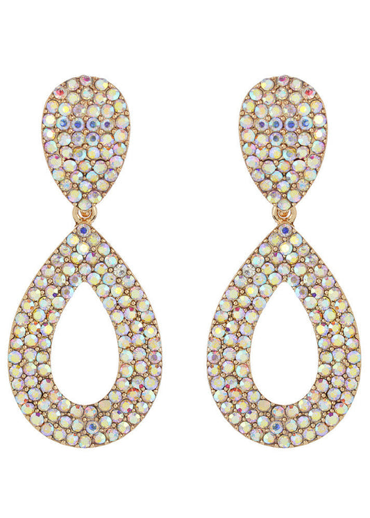 Open Teardrop Iridescent AB Clip-on Earrings