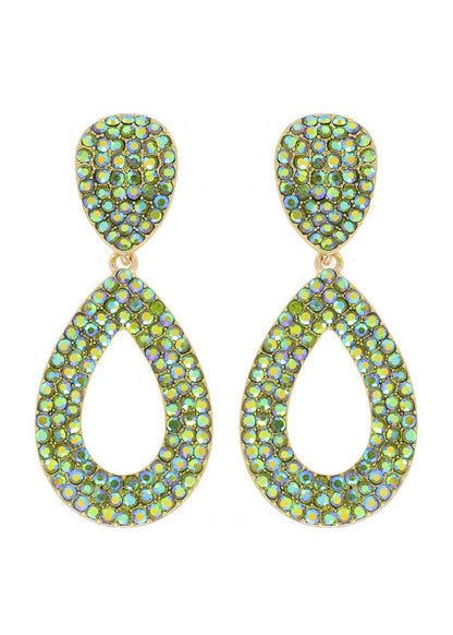 Open Teardrop Peridot AB Clip-on Earrings