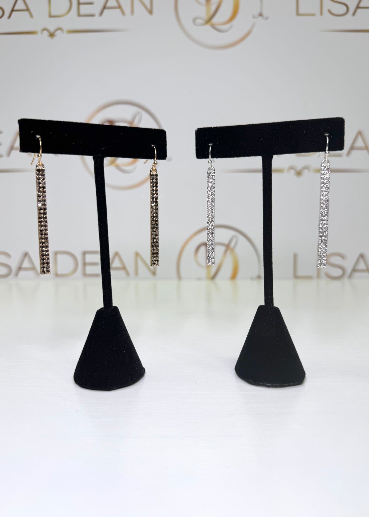 Pave Drop Bar Earrings