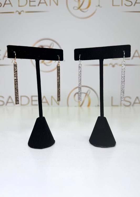 Pave Drop Bar Earrings