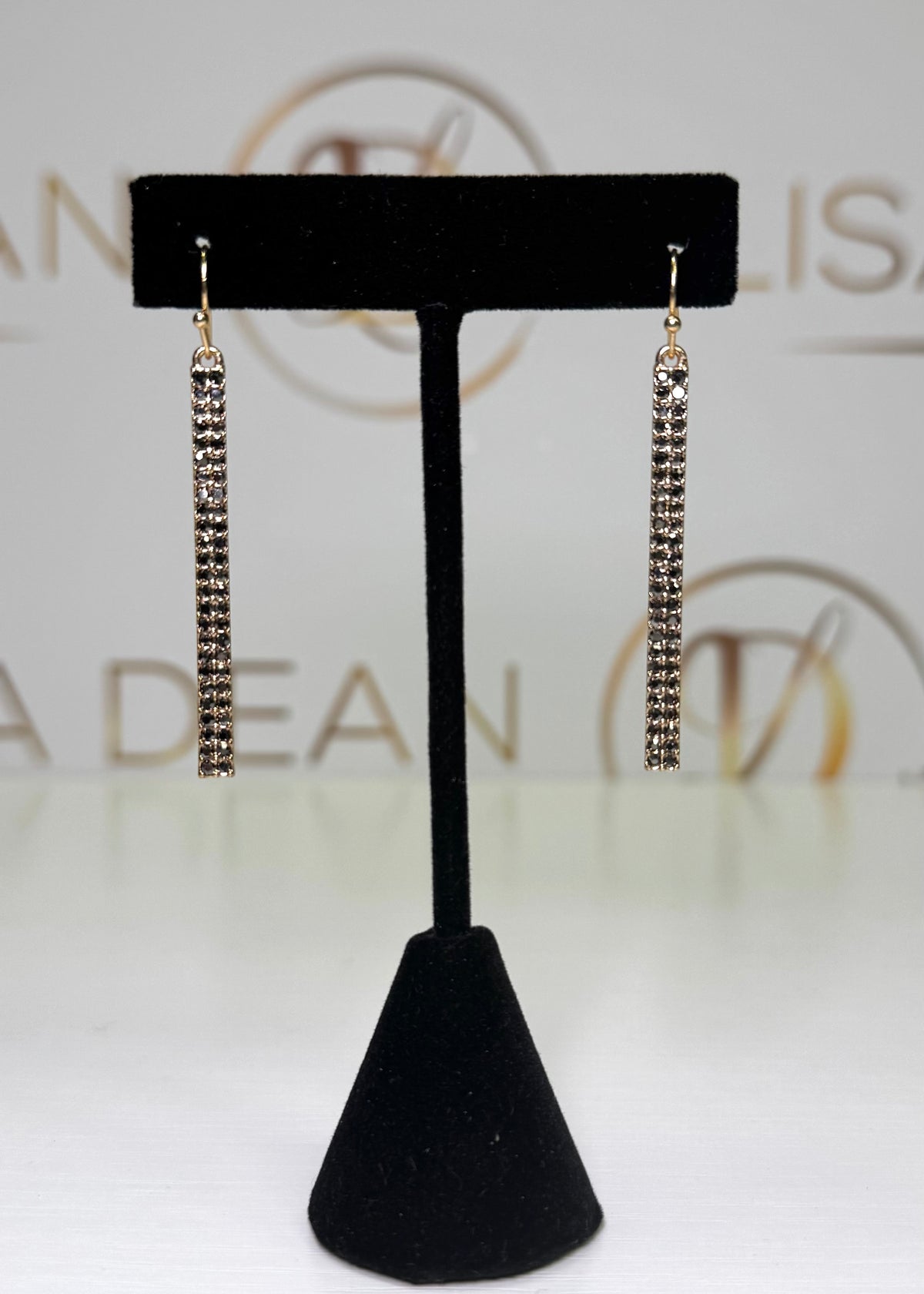 Pave Drop Bar Earrings
