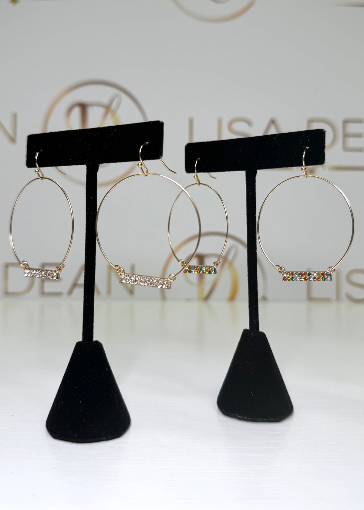 Round Wire Pave Bar Drop Earrings