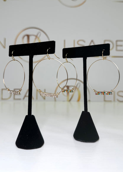 Round Wire Pave Bar Drop Earrings