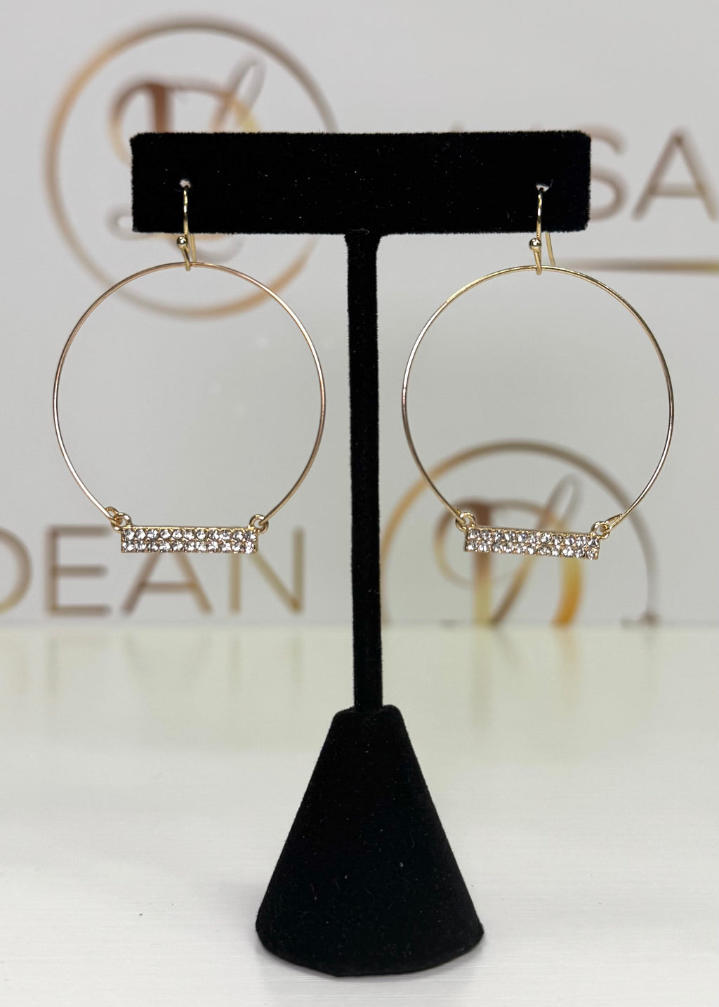 Round Wire Pave Bar Drop Earrings