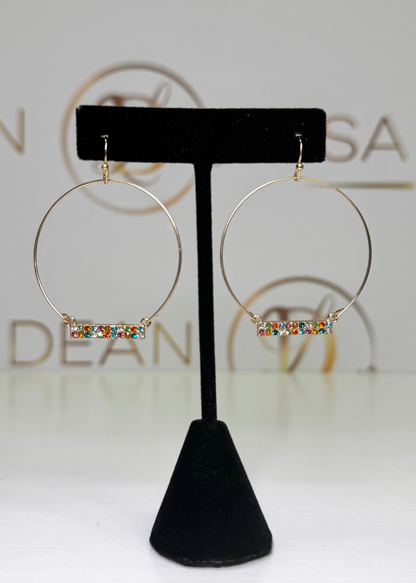 Round Wire Pave Bar Drop Earrings